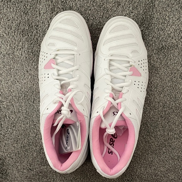 NWT ASICS Women's White and Pink Gel Dedicate Athletic Sneakers - Picture 1 of 5